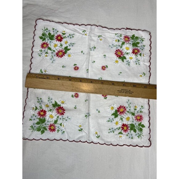 1 Vintage Cocktail Napkin Handkerchief Hankie Square 10.5" x 11" Floral‎ - Picture 3 of 5